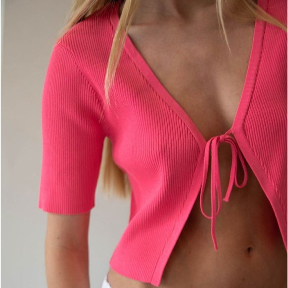 OAK+FORT CROPPED OPEN FRONT CARDIGAN NWT - Picture 2 of 8